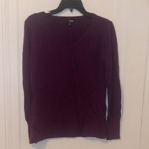 Purple V-Neck Sweater ANA, design to material at shoulders, medium